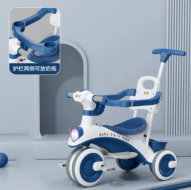 Kids 2in1 Stroller Tricycle With Canopy - Blue